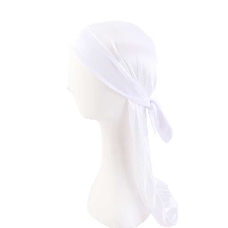 Mens Silky Durags Bandanas Turban Hat Stretchy Wigs Satin Doo Rag Durag Unisex Pirate Hat Men Hip Hop Headband Biker Headwrap M250622