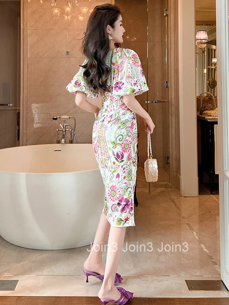 New French Romance Summer Elegant Women Evening Dress Chic Satin V-Neck Slit Slim Midi Party Prom Beach Robe Femme Mujer Vestido