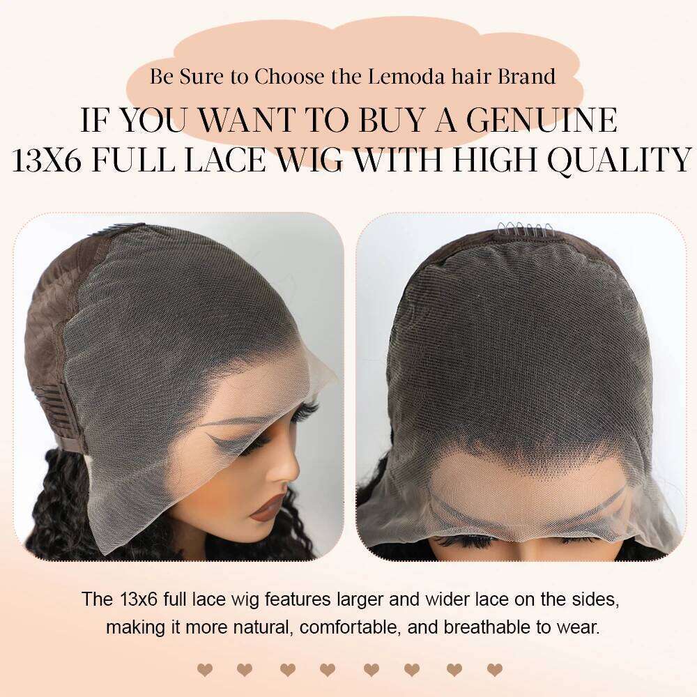 Lemoda HD Transparent 13x4 Front Human Water Wave 13x6 Lace Full Frontal Wig Virgin Hair Pre Plucked Brazilian 12A