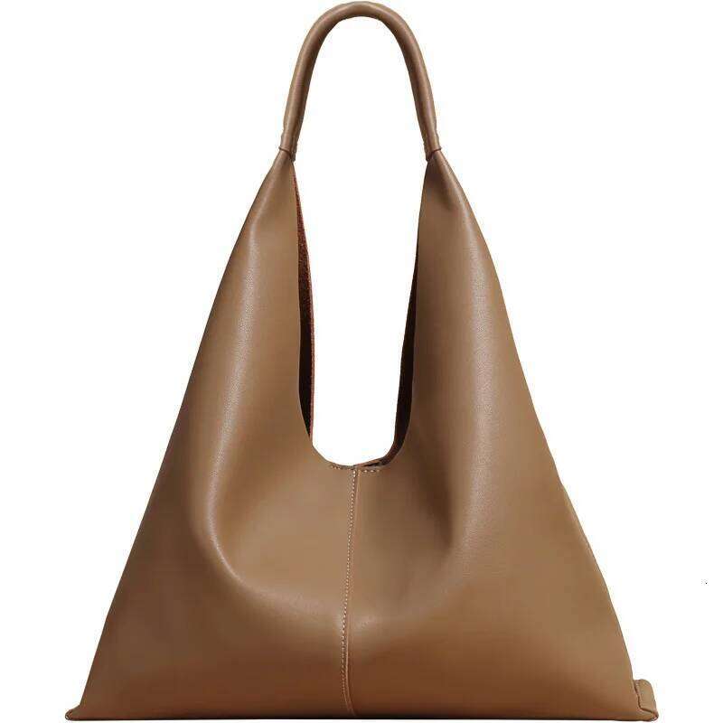 Large Capacity Cowhide Women's Shoulder Simple Soft Leather Tote Underarm Bag 2025 Niche Style For Ladies