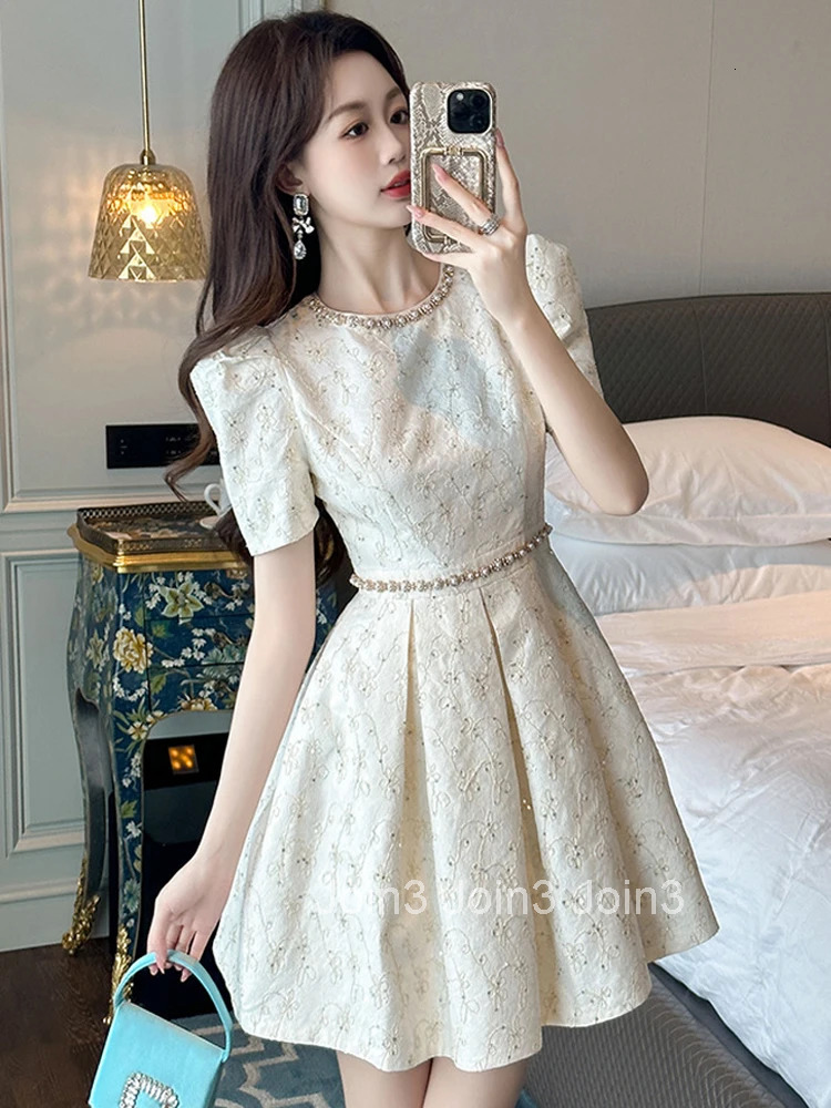 New Elegant Luxury Lace Summer Evening Dress Women Clothes Sweet Puff Sleeve Slim A-Line Short Party Club Prom Vestidos Fiesta