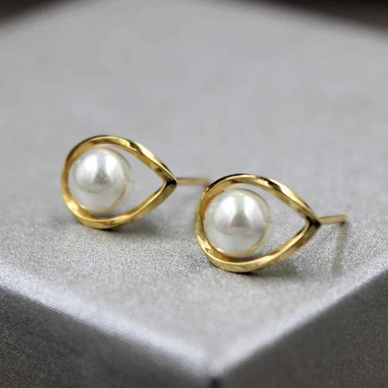 Huitan Dainty Simulated Pearl Stud Earrings Silver Color/Gold Color Metal Earrings for Women Fashion Versatile Girls JewelryXJ250623