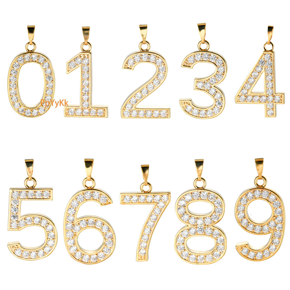 Luxury Designer Digit Diamond Inlaid Creative Combo Pendant 0-9 Numbers Trendy Hip Hop Moissanite Jewelry Pass the diamond tester