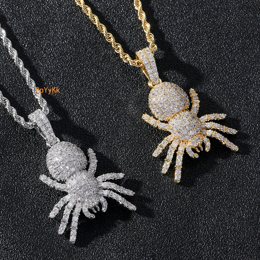 Luxury Moissanite Hip Hop Spider Pendant Iced Out Diamond Unisex Streetwear High - End Accessory Pass the diamond tester