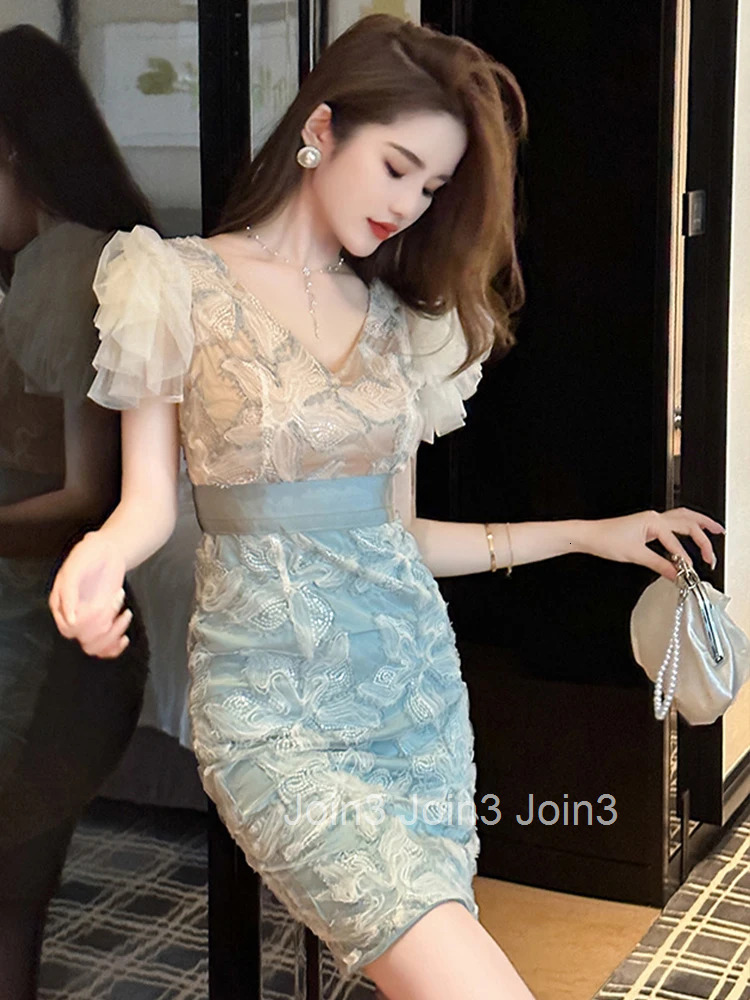 Fashion Summer Formal Occasion Short Pencil Dress Women Ladies Clothing Pretty Chic V-Neck Slim Mini Party Prom Mujer Vestidos