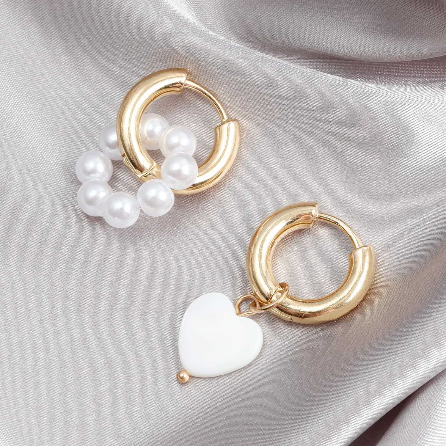 Fashion Jewelry Imitation Pearl Heart Pendant Train Dual-use Ear Buckle Earrings XJ250623