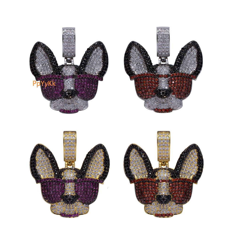 Luxury Moissanite Hip Hop Jewelry Chihuahua Dog Pendant with Sunglasses Creative Trendy Brand Cool Moissanite Accessory Pass the diamond tester
