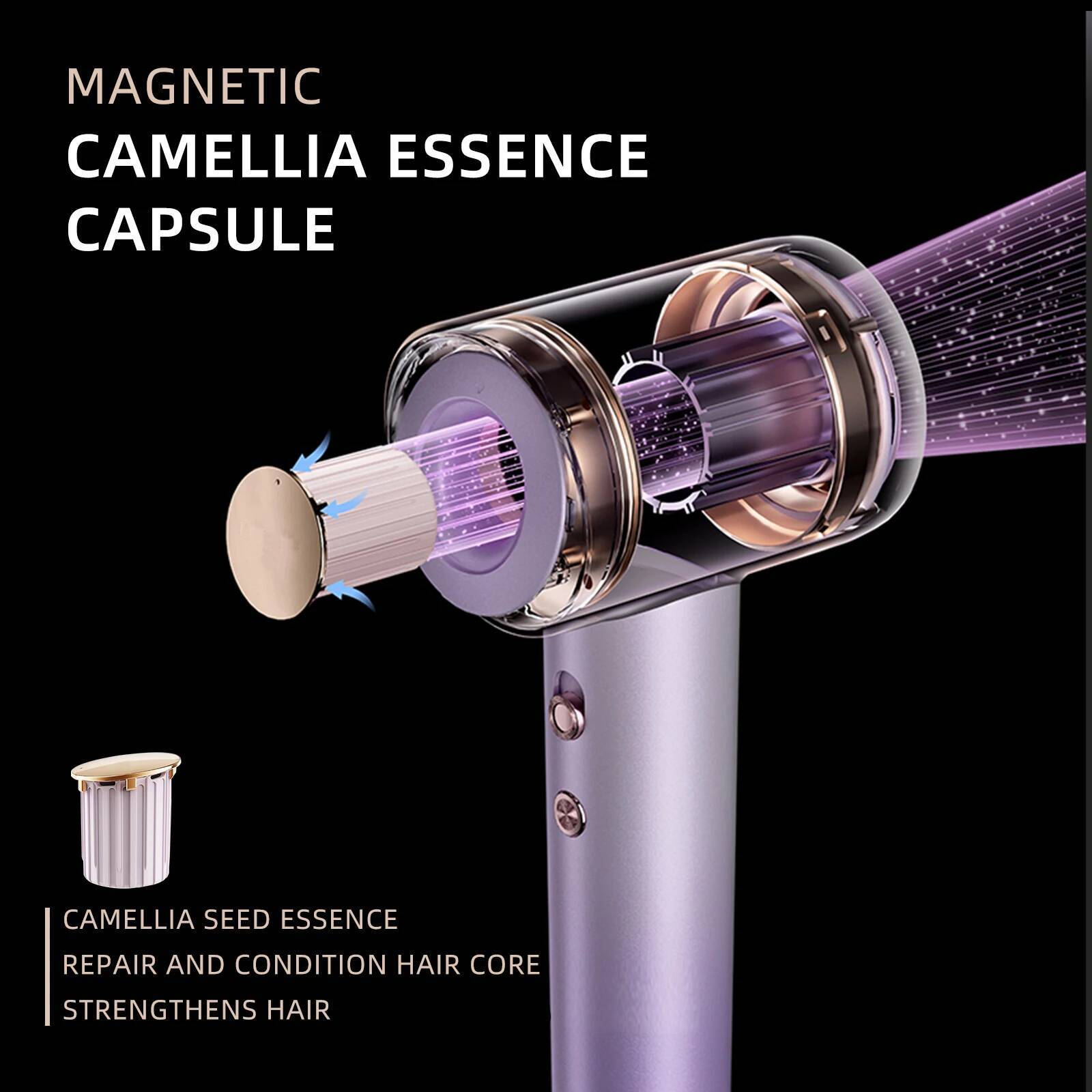 Tinsol Hair Dryer, 500 Million Plasma Professional, 130000RPM High Speed Brushless Motor Blow Dryer Fragrance Home Travel