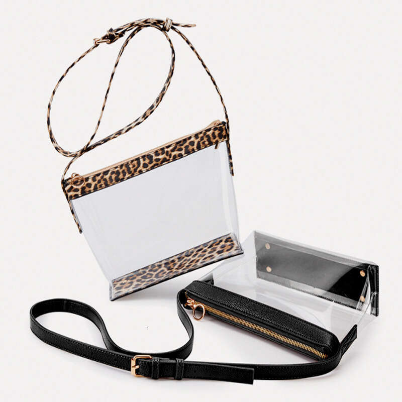 New Crossbody Bag with Zipper, Leather Decorated Sports Transparent Shoulder Bag, Simple Design