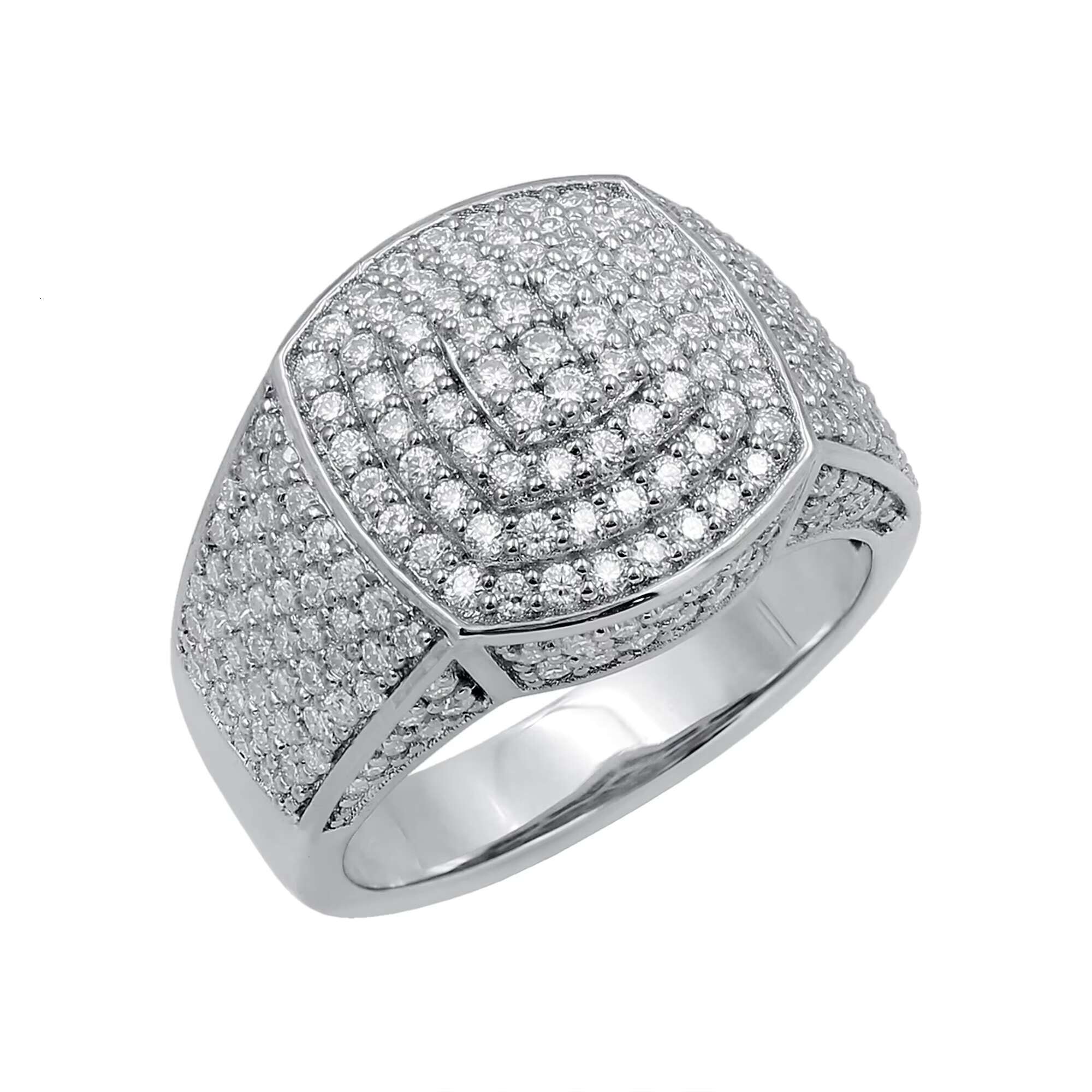Big Moissanite Iced Out Hip Hop Ring for Men Micro Paved Iced Out Synthetic Diamond Big Hollow Jewelry Gift for Him Boyfriend