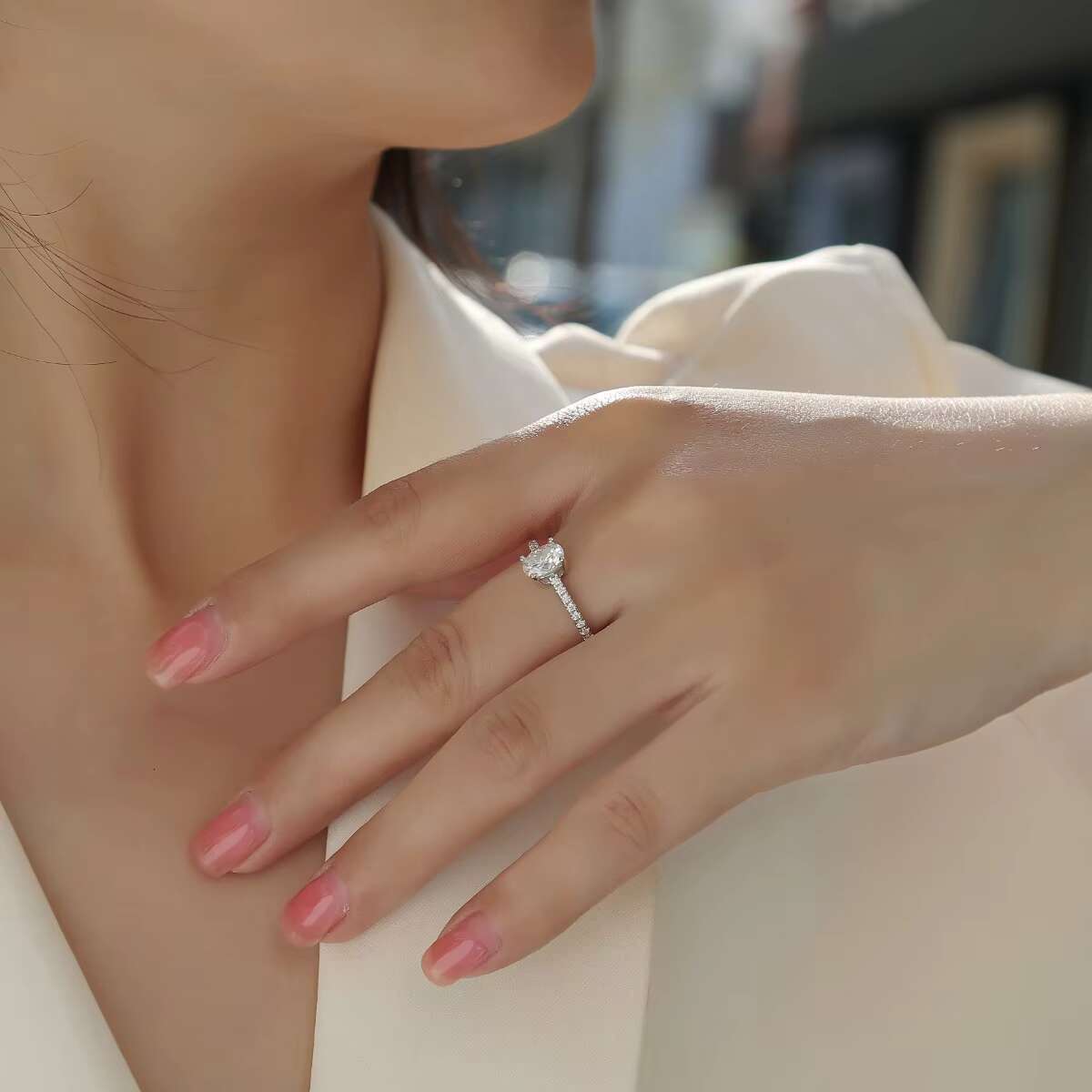 13110 Luxury Fine Jewelry 925 Sterling Silver Zircon Engagement Large Moissanite Diamond Rings for Girls