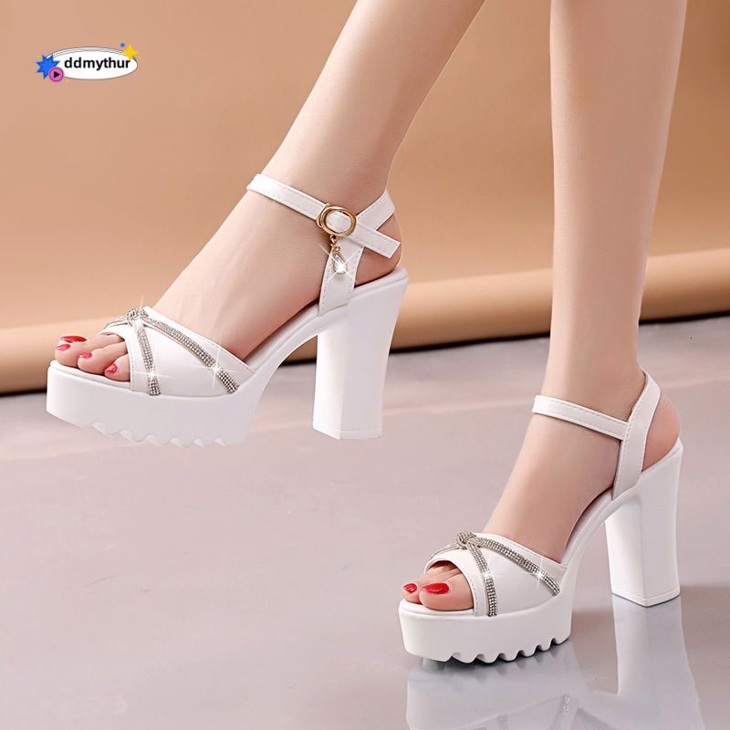 New High Heel Sandals with Thick Heels, Waterproof Platform, Versatile Summer Soft Leather, Comfortable and Stylish Height-Increasing Women's Sho
