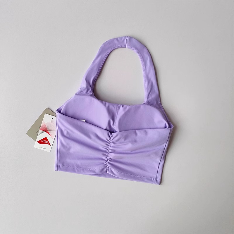 Summer's new sexy neckband with breast pads, beautiful back sports bra, female beauty, bare back, pleated and gathered sports bra