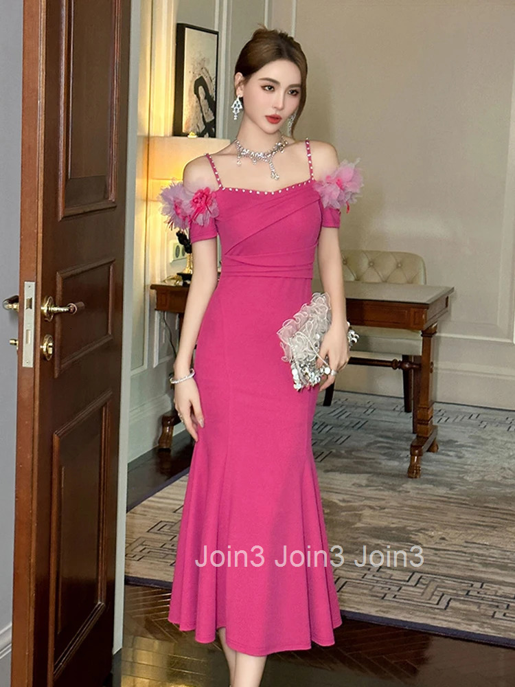 New Summer Fashion Sweet Off-Shoulder Evening Dress Women Clothes Elegant Luxury Sexy Sling Slim Party Prom Vestidos Fiesta Robe