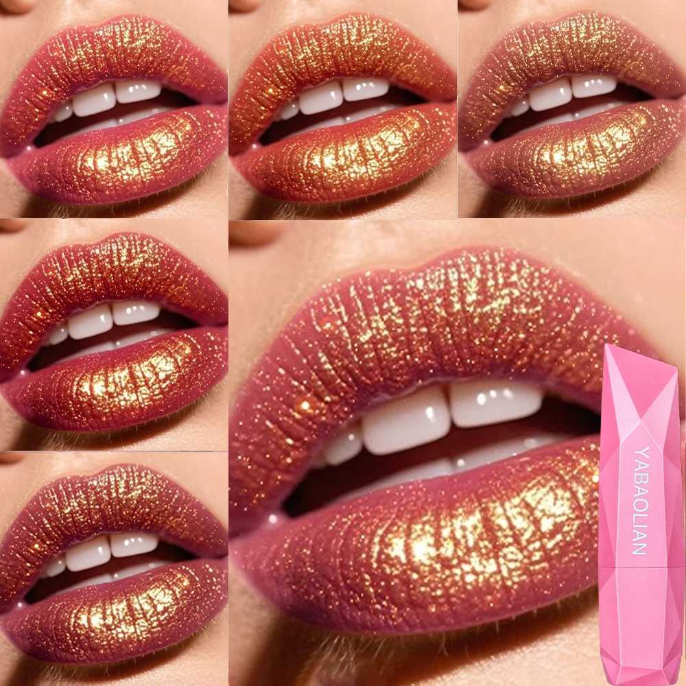 6 Colors Quicksand Golden Lipstick Fine Glitter Lipstick Moisturizing Silky Mermaid Aureate Long-Lasting Waterproof Lip Makeup XJ250623