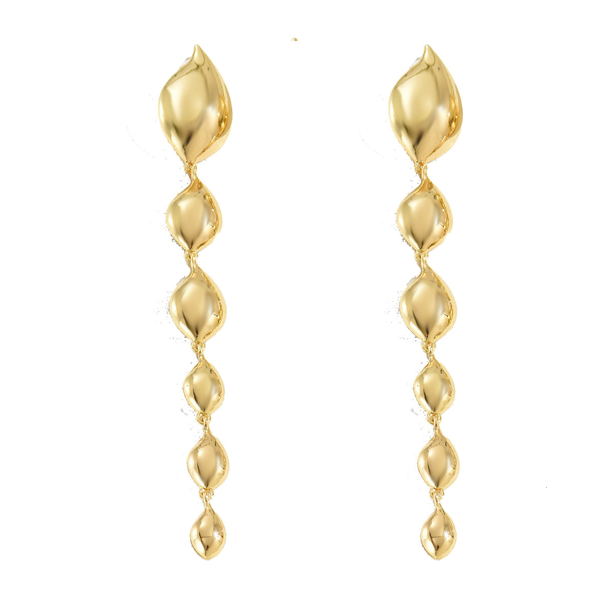 Style Personality Exaggerated Women's Tassel Design Water Drop Stud Metal Wind Earrings