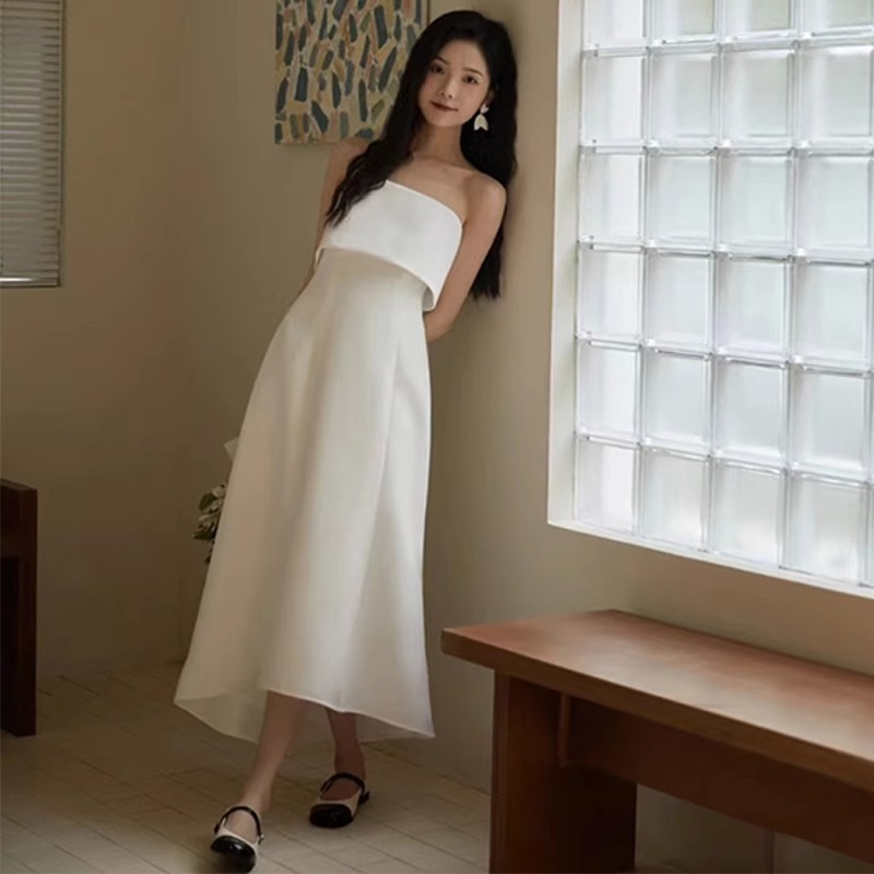 KO2305 White evening dress women tube top 2025 new summer dress
