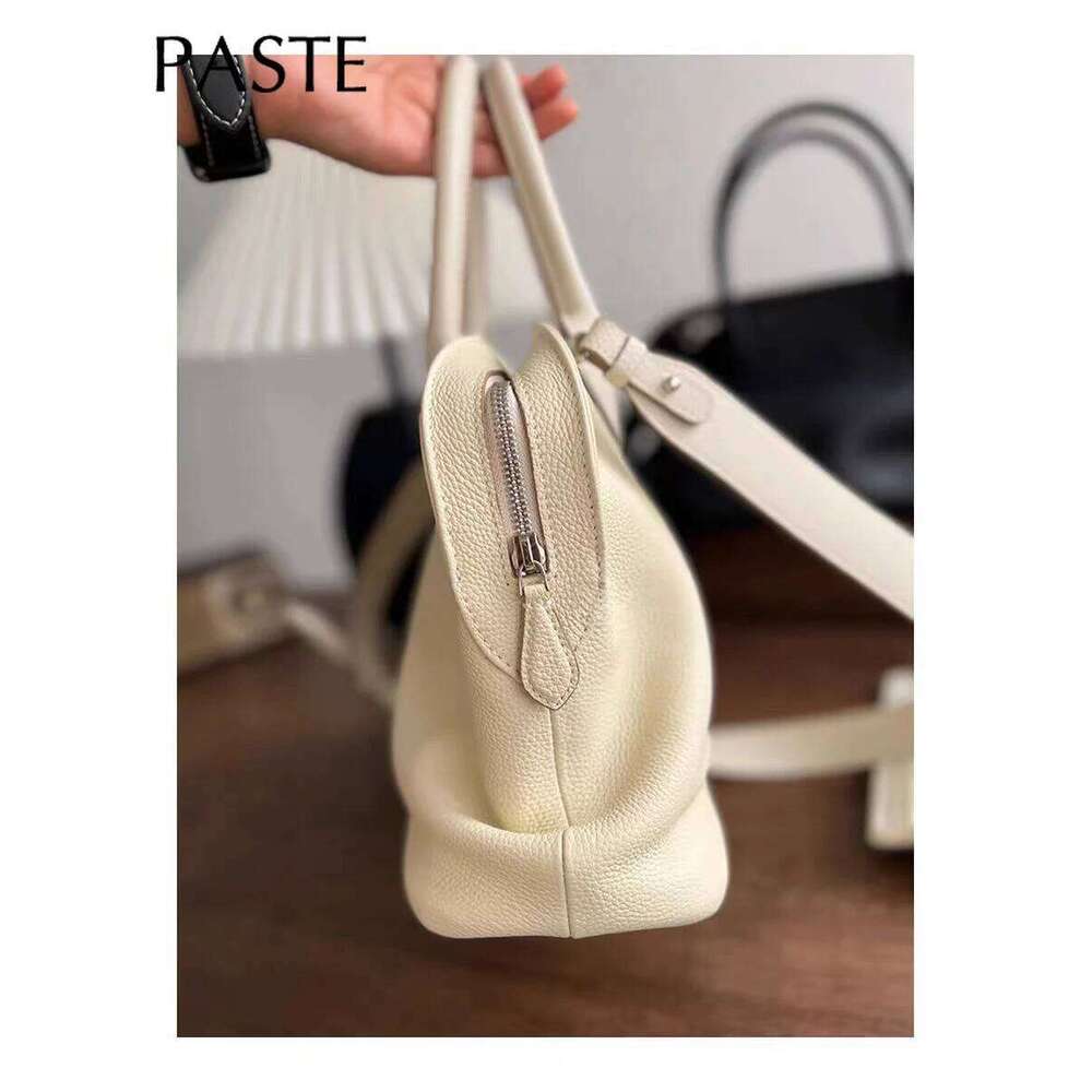 White Soft Large Capacity Women Tote With Contours Imported Cow Leather Business OL Ladies Shoulder Bag Cowskin Handbag