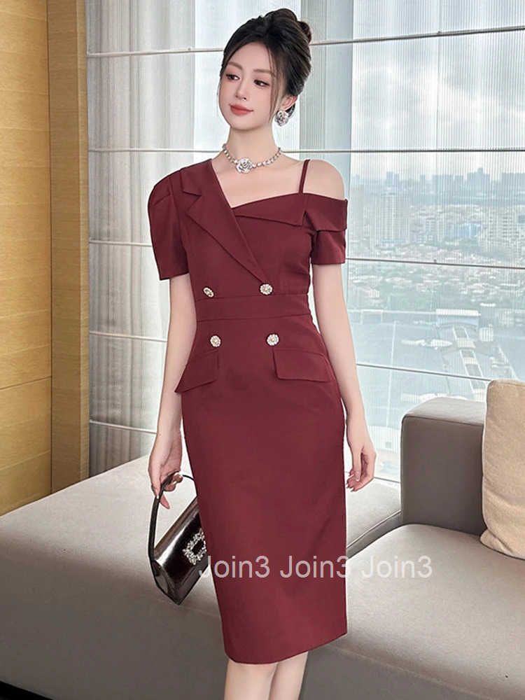 New Summer Fashion Formal Occasion Evening Dress Women Clothes Commute Elegant Lady Sexy Off-Shoulder Slim Midi Pencil Vestidos
