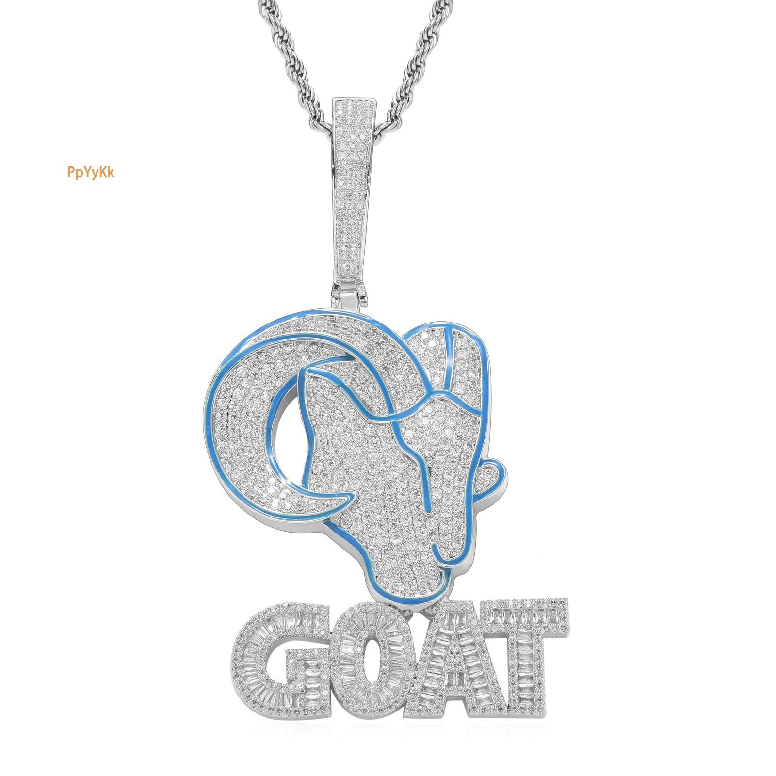 Luxury 3D Moissanite Goat Iced Out Bling GOAT Letter Trendy Animal Men's Hip Hop Statement Pendant Pass the diamond tester