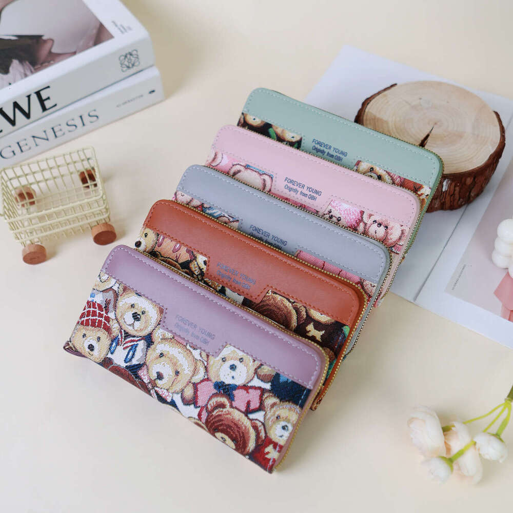 New Women's Long Wallet Korean Version Cartoon Bear Cute Large Capacity Handheld Coin Purse Card Holder