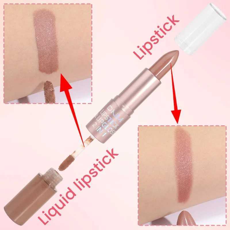 2 IN 1 Lipstick Lip Gloss Sexy Metallic Pearlescent Color Liquid Lipstick Shimmer Long-lasting Moisturizing Waterproof Makeup XJ250623