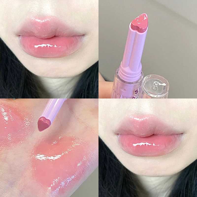CAPPUVINI Love Shape Lipstick Flower Jelly Water Lip Gloss Clear Light Hydrating Lip Tint Non-stick Cup Korean Cosmetics XJ250623