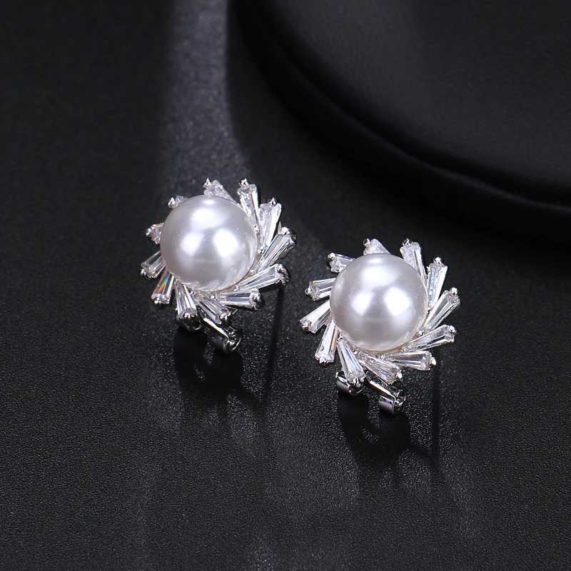 EMMAYA Luxury Annular Crystal White Zircon Stud Earrings Simple Pearl Earrings For Women Girls Gift Party XJ250623