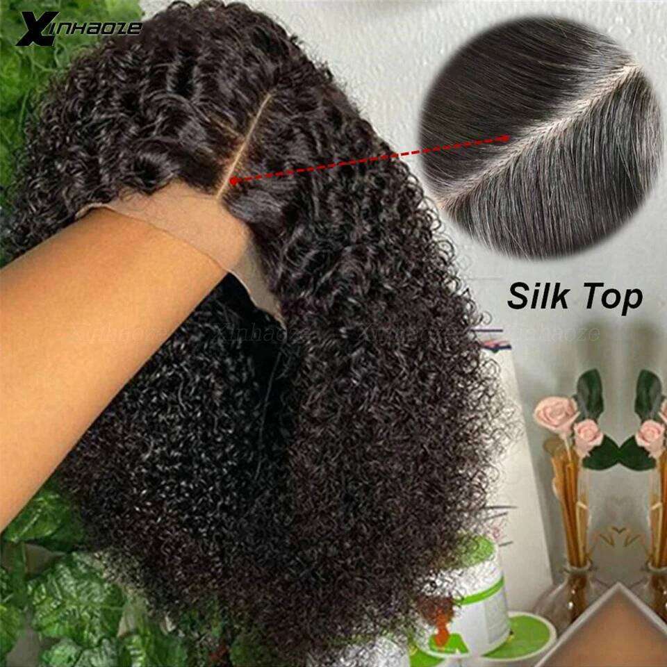 200% Density 13x6 Lace Frontal Human Hair Deep Jerry Kinky Curly Glueless Brazilian Remy Bleached Knots 5x5 Silk Top Wigs