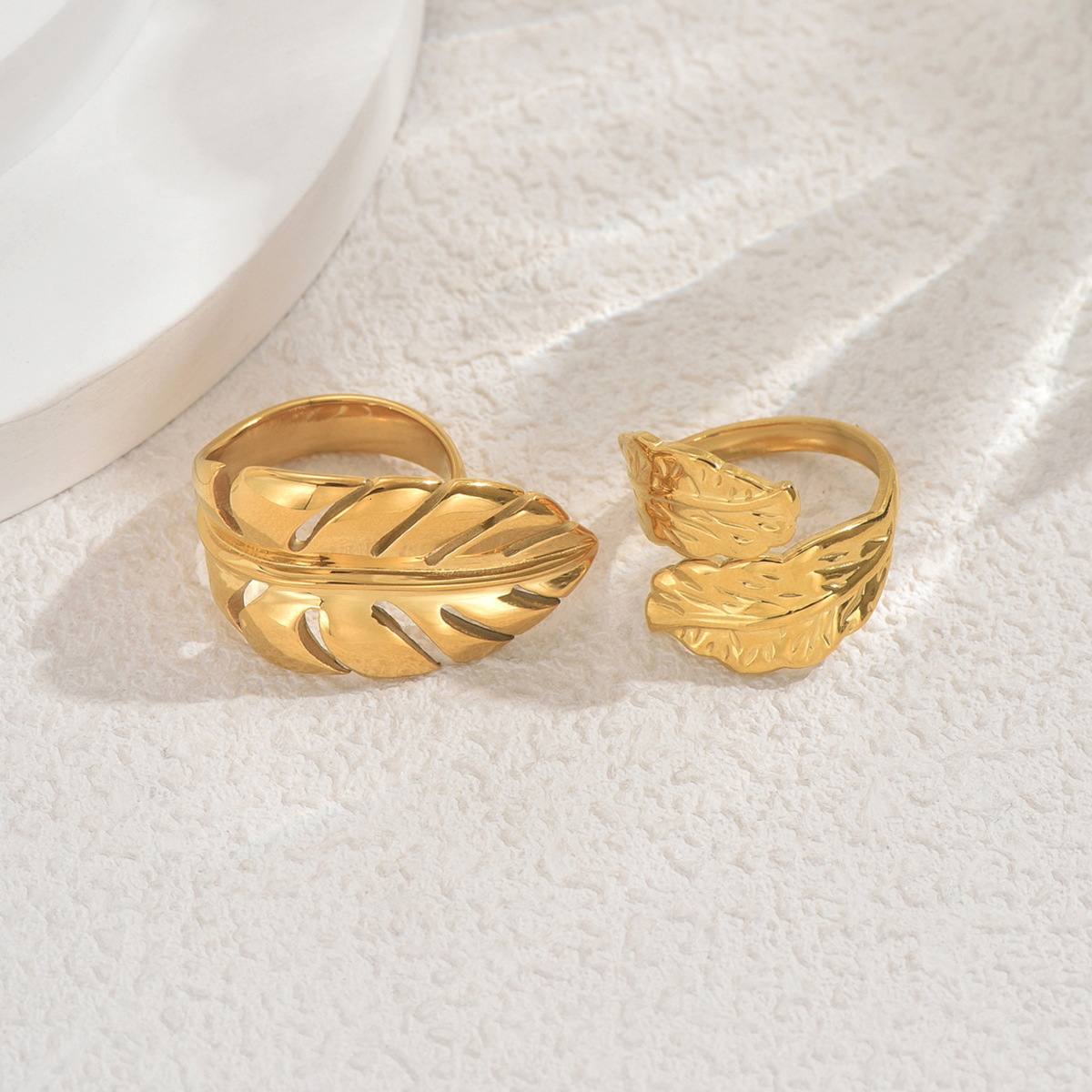 Wind Women's Set Electroplated Leaf Design Adjustable Open Ring Jewelry for Women