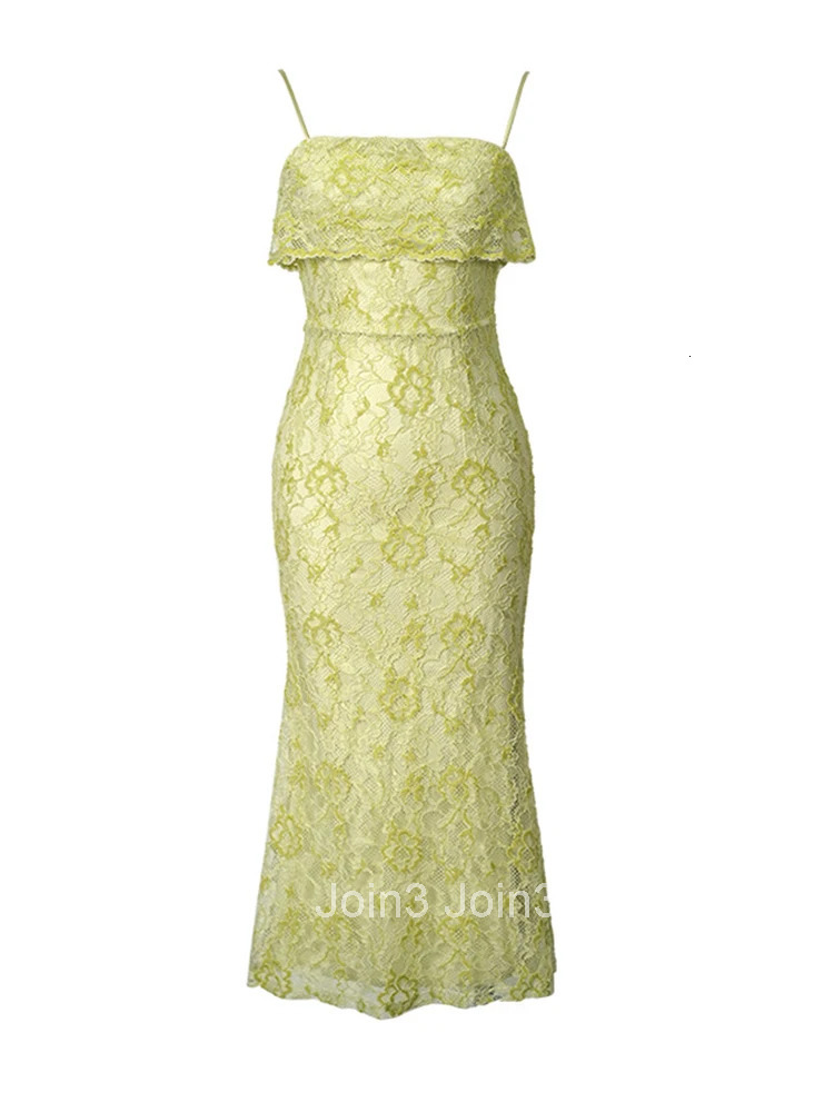 Summer Lace Elegant Women Evening Dress Sweet Sexy Strap Backless Slim Midi Party Club Prom Birthday Robe Femme Mujer Vestidos