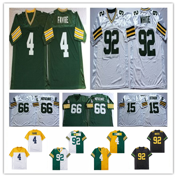 Throwback American Football Jersey Brett Favre Reggie White Paul Hornung Ray Nitschke Bart Starr Stitched Retro Green White Black Gold Alternate Shirt