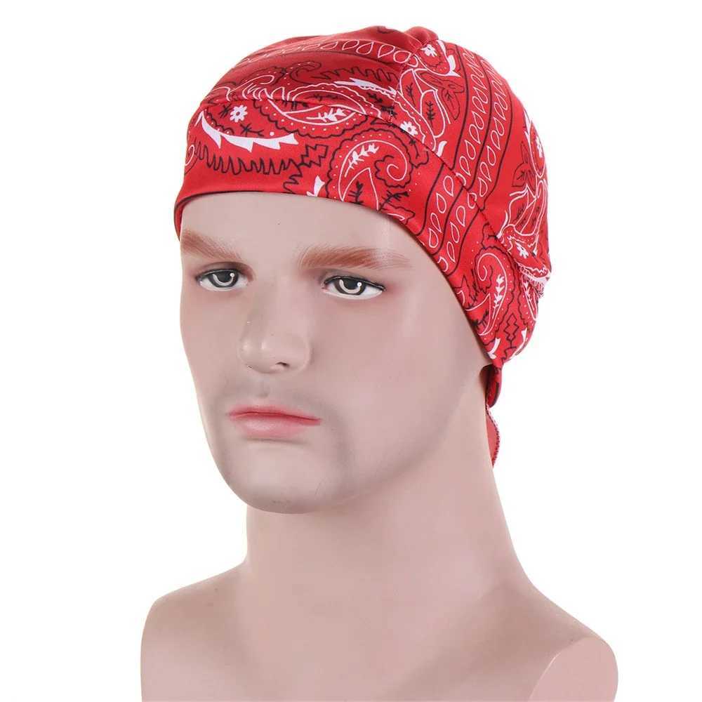 Unisex Men Print Women Bandana Durag Headwear Pirate Cap Wrap Hats Headband Du-Rag Cycling Bike Turban Outdoor Beanies Skullies M250623