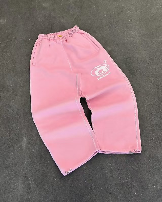 Men's Pants Streetwear Retro Double Layer Sweatpants Y2K Mens Womens Hip Hop Lettering Baggy Low Waist Casual Wide Leg Trousers
