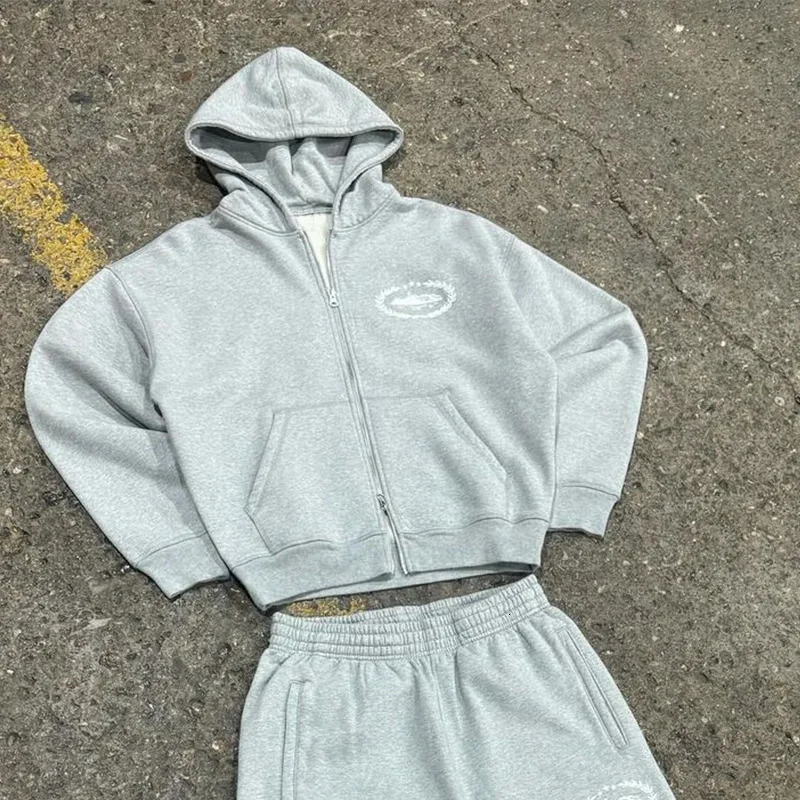 2025 European and American Devils Island Street Trendy Harajuku Ins Hooded Loose Sweatshirt Zipper Jacket Pants Se 250614