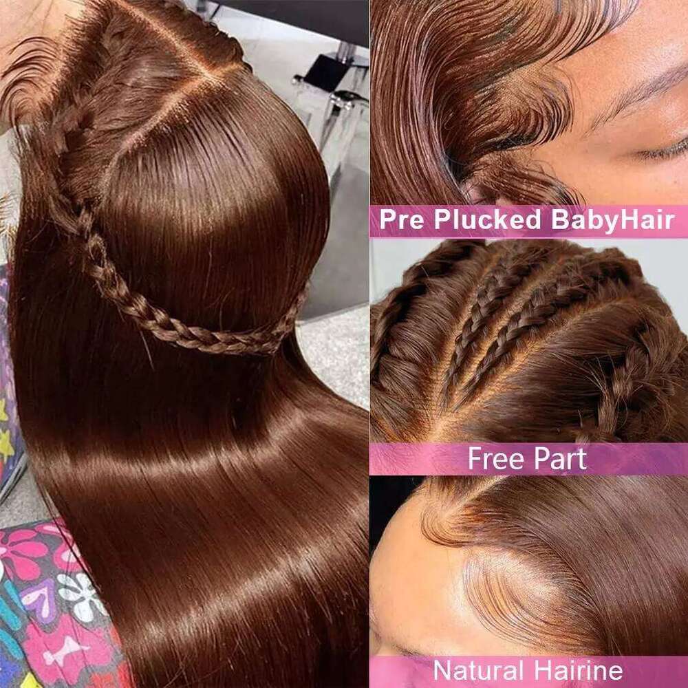 13x4 Chocolate Brown Front Wigs For Women 13x6 Hd Straight Lace Frontal 4x4 5x5 Closure Human Hair Wig