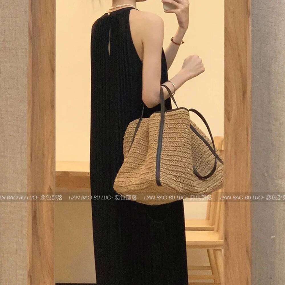 Summer Soft Straw Bags For Women Shoulder Bohemian Woven Beach Bag Casual Knitting Handbag And Purses Travel Shopper Tote