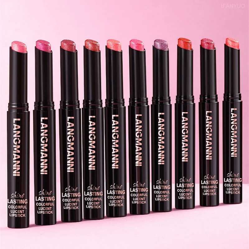 10 Colors Glitter Lipstick Waterproof Long Lasting Moisturizing Non-stick Cup Pearlescent Diamond Lip Tint Red Sexy Lips Makeup XJ250623