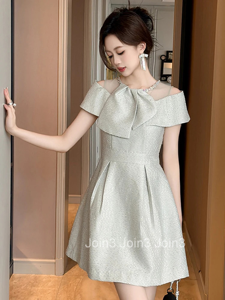 Women Clothes Sweet Sheer Sexy Off-Shoulder Slim A-Line Mini Short Dress Elegant Luxury Fashion Evening Party Prom Vestidos New