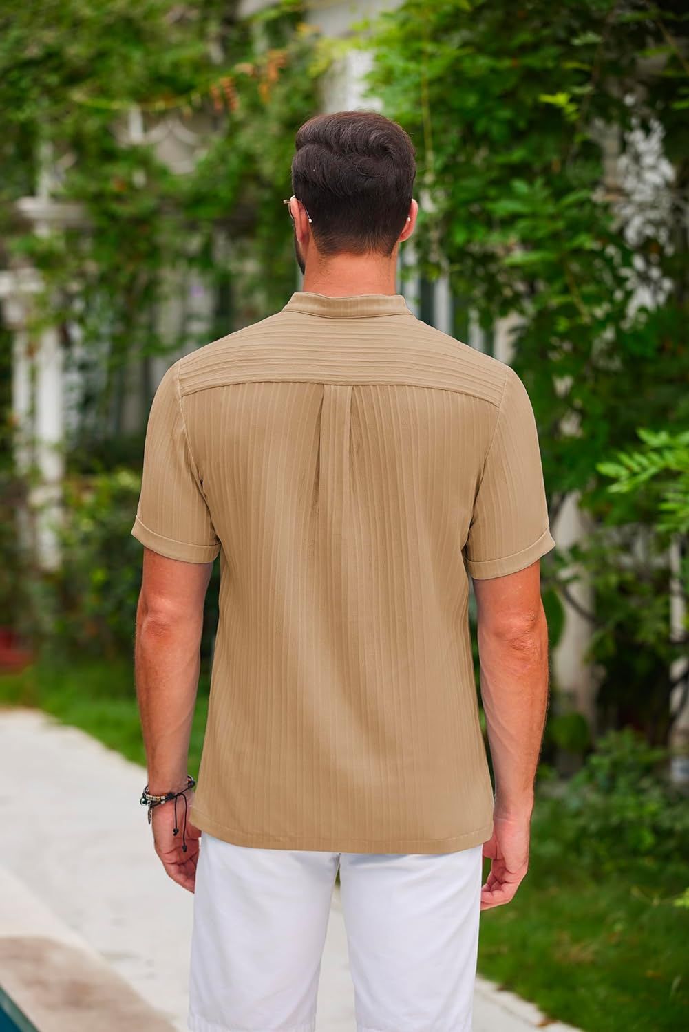 Designer t shirtMen's Polo shirt retro cotton and linen top striped Henry shirt casual loose shirt European size: S-3XLEuropean size: S-3XL