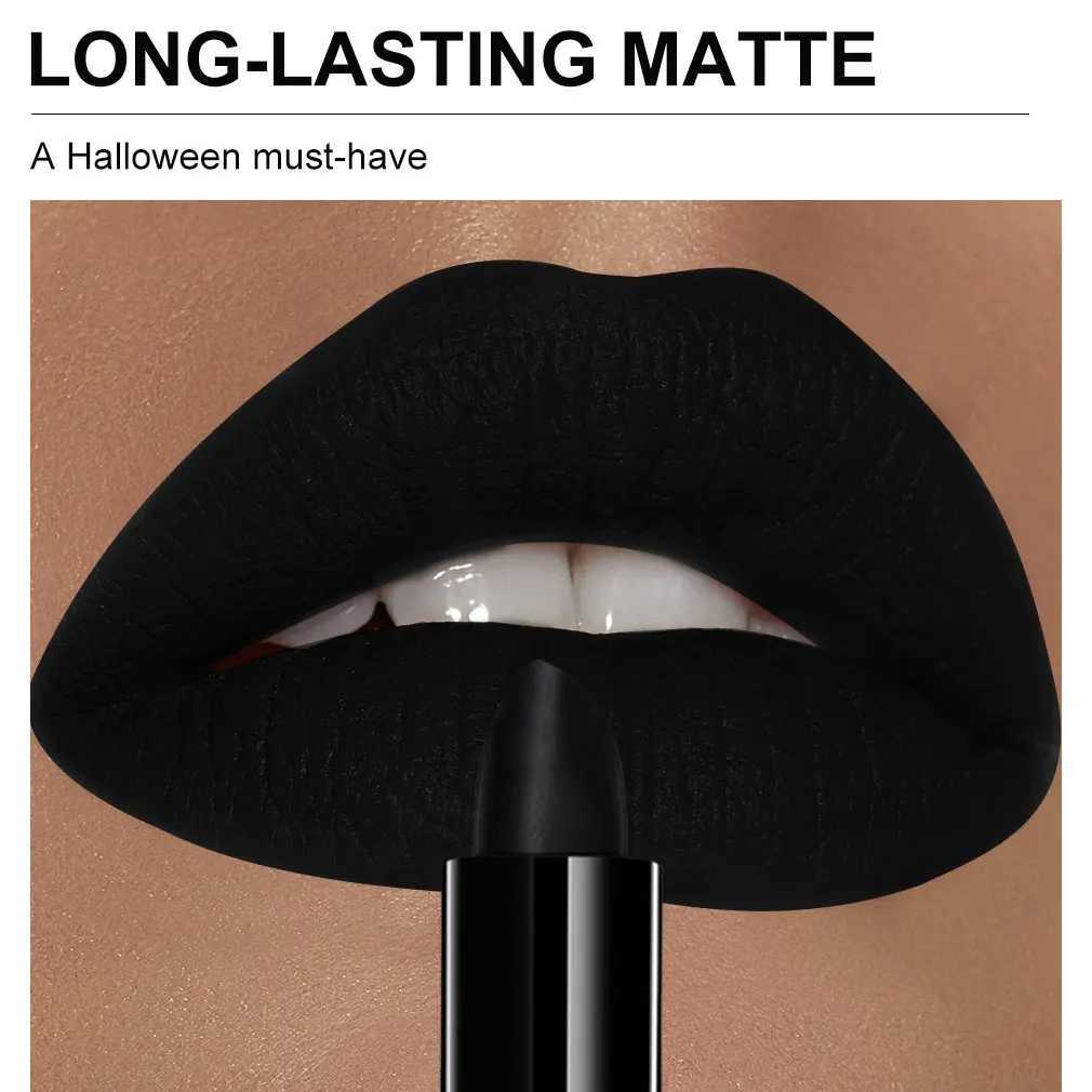 Matte black lipstick long-lasting waterproof no creases Gothic dark makeup party Halloween cosplay makeup XJ250623