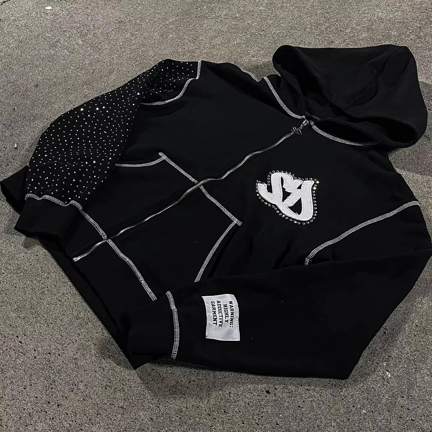 American Fashion Trend Joker Zipper Hoodie Women Street Y2K Hip Hop Fleece Padded Sweatshirt Unisex Casual Loose Warm Hoodie 250617