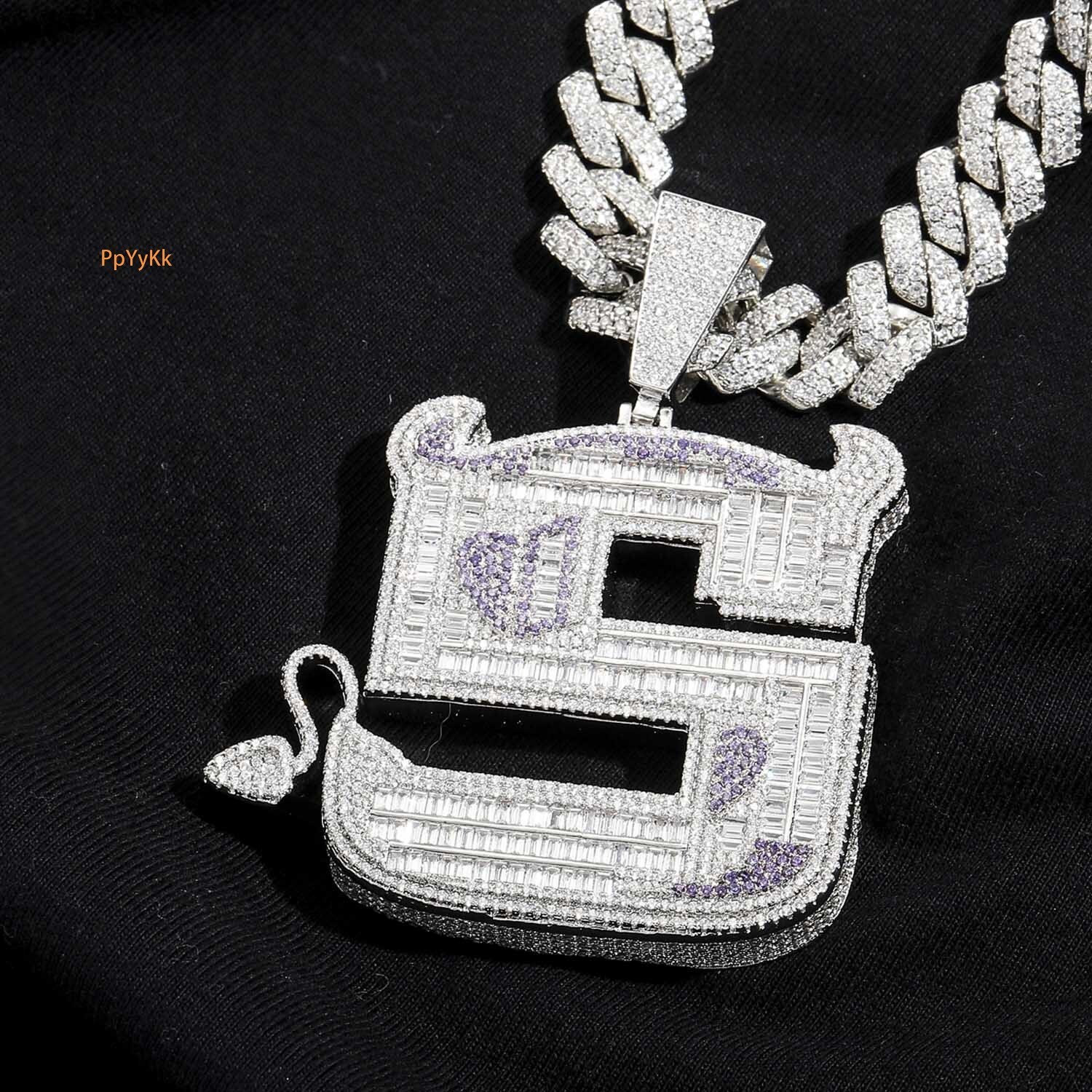 Luxury Moissanite Hip Hop Little Devil S Letter Pendant Iced Out Celebrity Style Necklace Trendy Accessory Pass the diamond tester