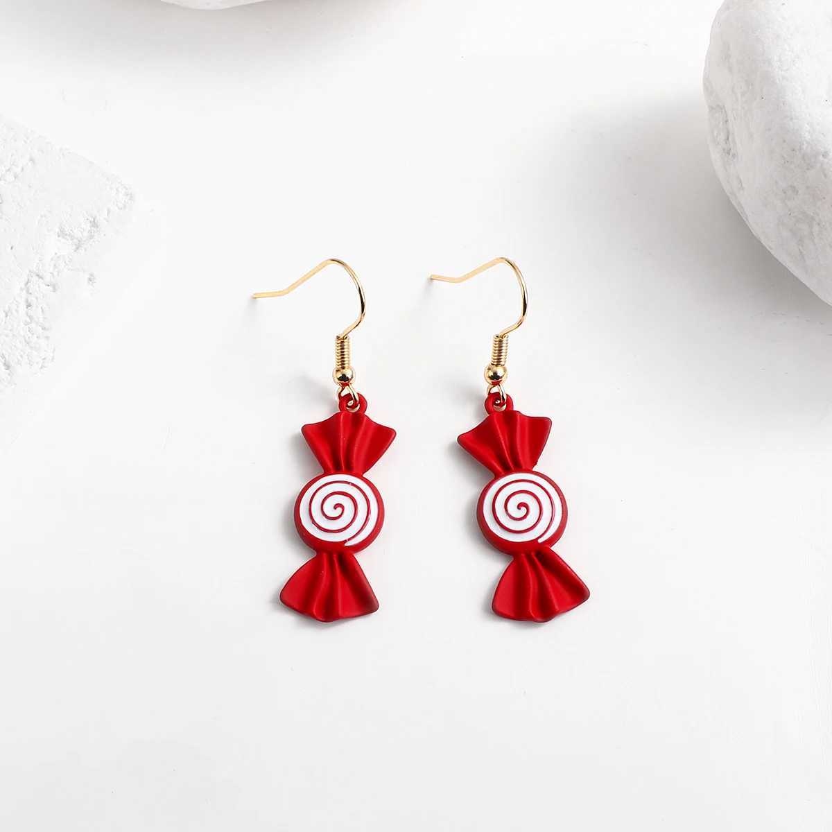 AENSOA Multiple Red Color Earrings Can Bownot Heart Flower Metal Pearl Drop Earrings for Women Girls Christmas Jewelry Gift XJ250623