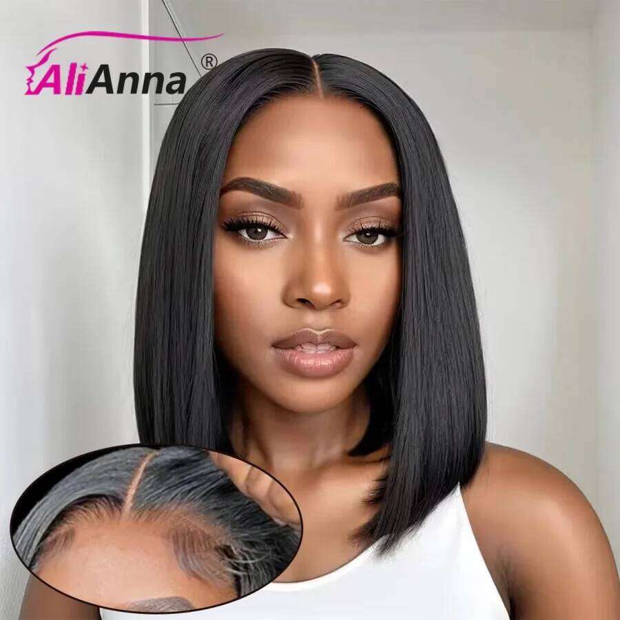 Glueless Ready To Wear Short Wigs For Women Transparent Pre Cut Lace Human Hair Bob Wig