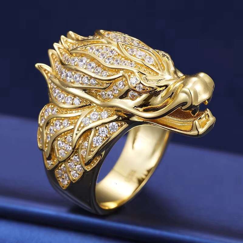 S925 Moissanite Hip Hop Iced Out Fashion Jewelry Dragon Rings For Men Animal Silver King Party Christmas Gift