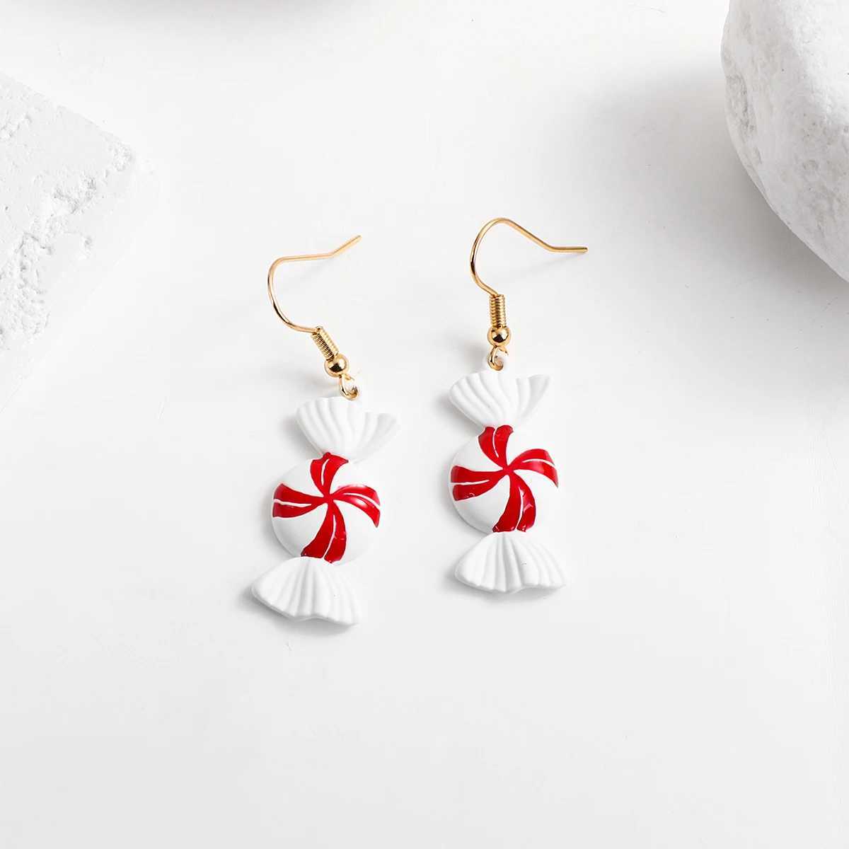 AENSOA Multiple Red Color Earrings Can Bownot Heart Flower Metal Pearl Drop Earrings for Women Girls Christmas Jewelry Gift XJ250623
