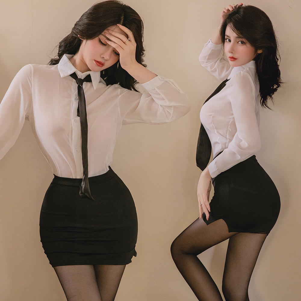 Sexy erotic Tight Hip hugging Secretary OL Uniform Temptation COS Sexy Underwear Female Teacher Set 1042