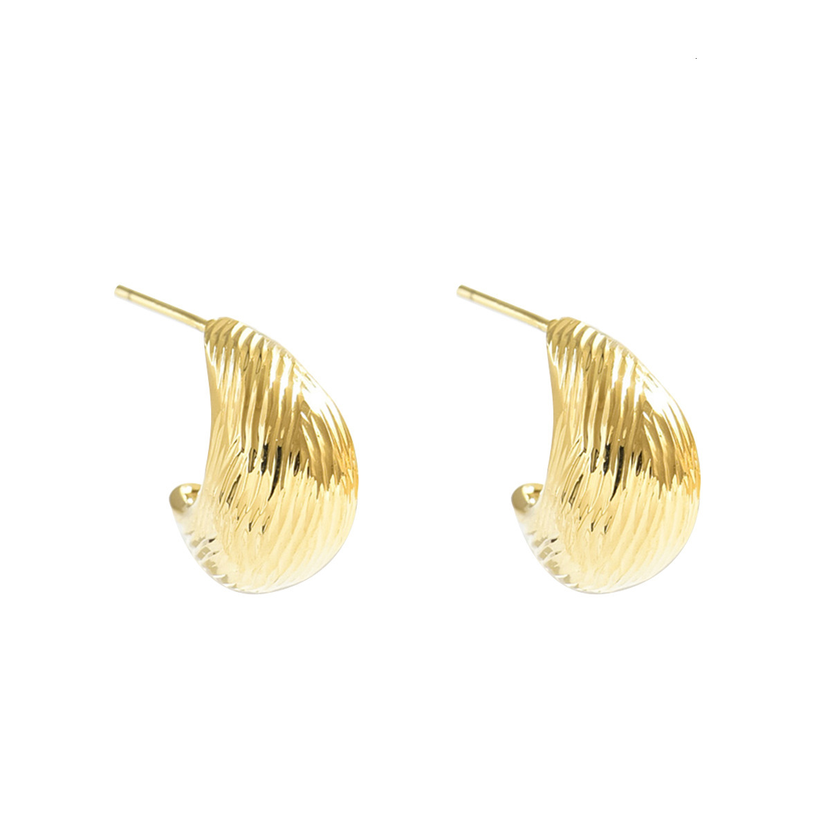 Light High-End Sense Women's Earrings Geometric Wrinkle Metal Line Design Studs