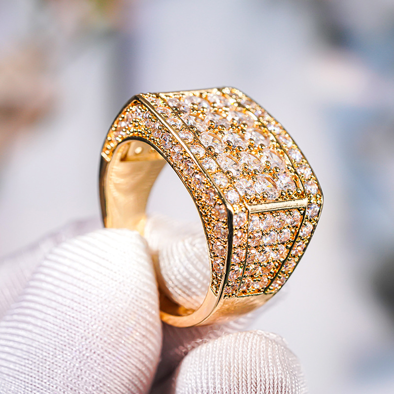 Choucong Handmade Geometric Exaggeration Punk Stunning Luxury Jewelry 18K Gold Fill Full Round 5A Zircon CZ Diamond Party Women Square Wedding Band Ri